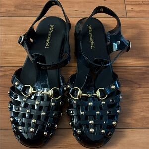 Jeffrey Campbell Black Sandals with Gold Details